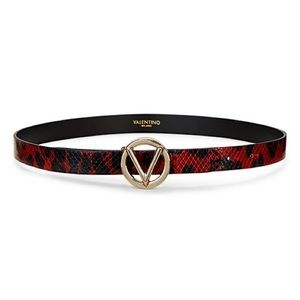 New!🔥Valentino Baby Python-embossed Leopard-print red Leather Belt, small